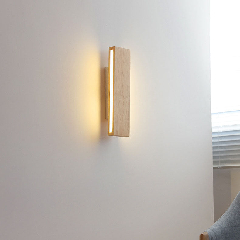 Rectangular Japanese Wood LED Wall Sconce