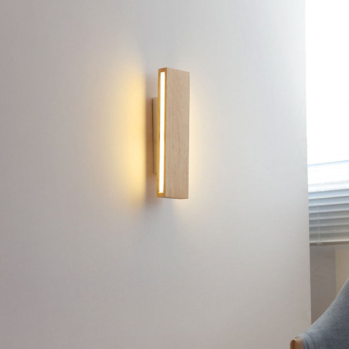 Rectangular Japanese Wood LED Wall Sconce