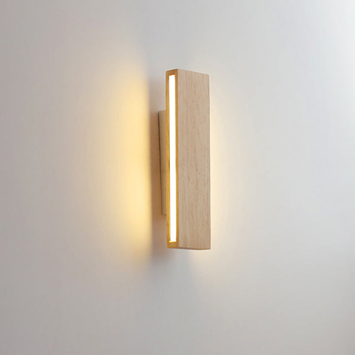 Rectangular Japanese Wood LED Wall Sconce