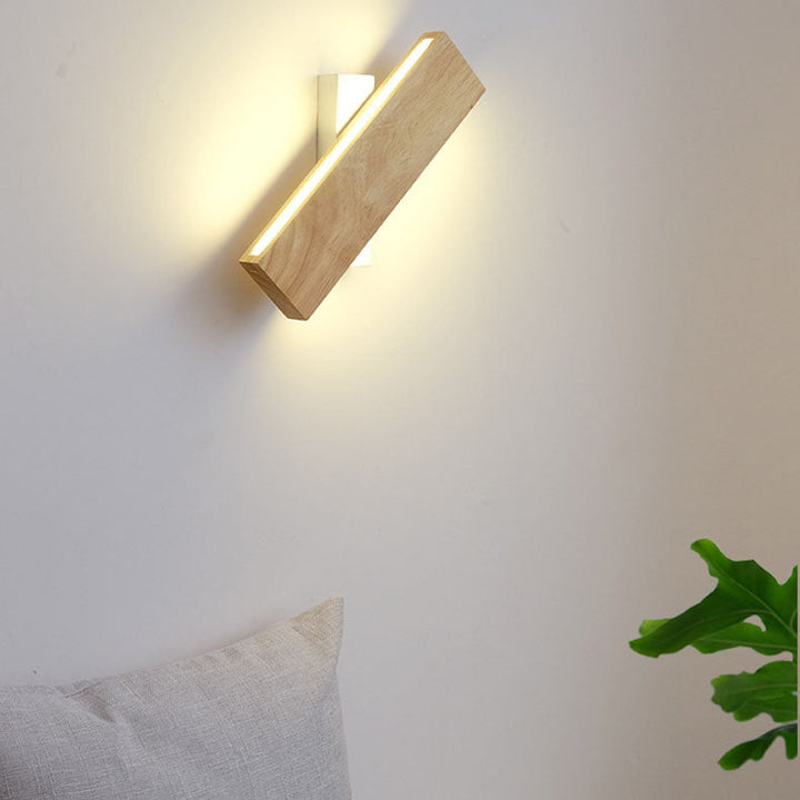 Rectangular Japanese Wood LED Wall Sconce