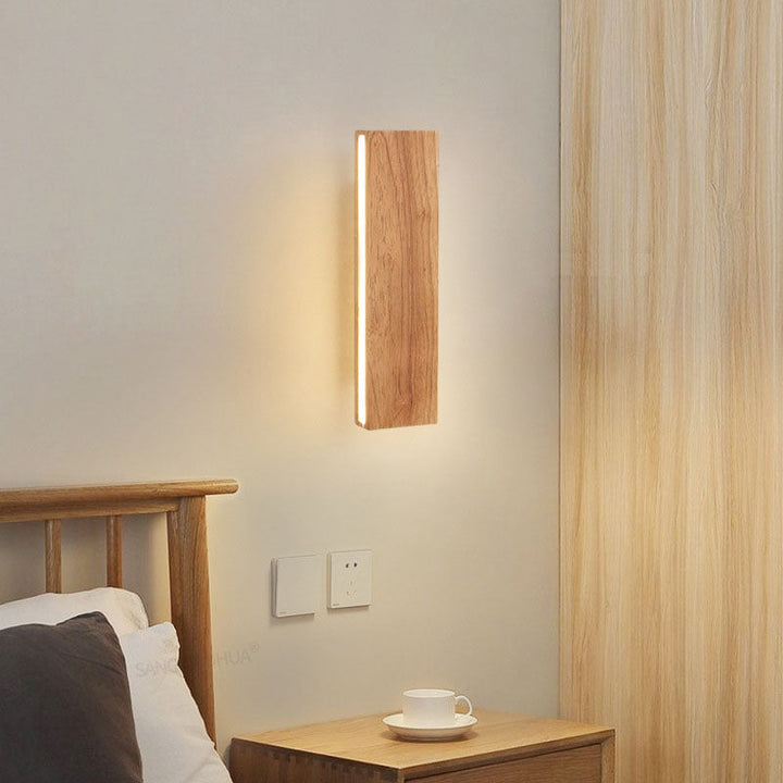 Rectangular Japanese Wood LED Wall Sconce