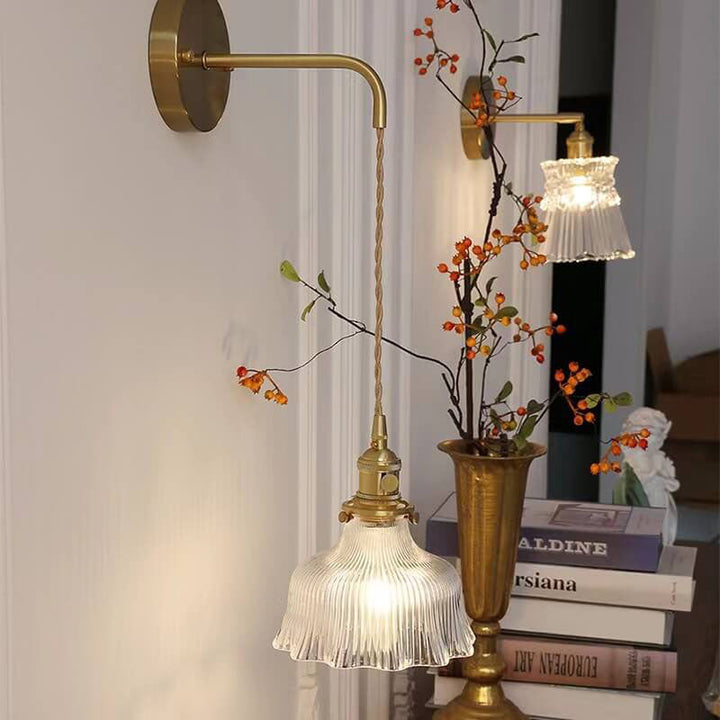 Nordic Flower Brass & Green Glass Wall Light