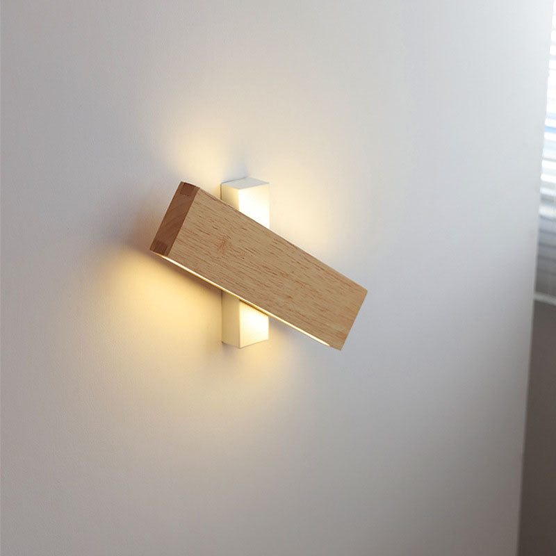 Rectangular Japanese Wood LED Wall Sconce