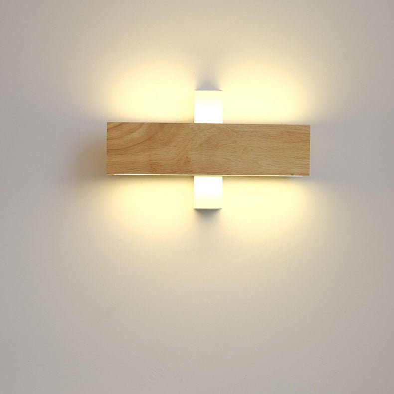 Rectangular Japanese Wood LED Wall Sconce