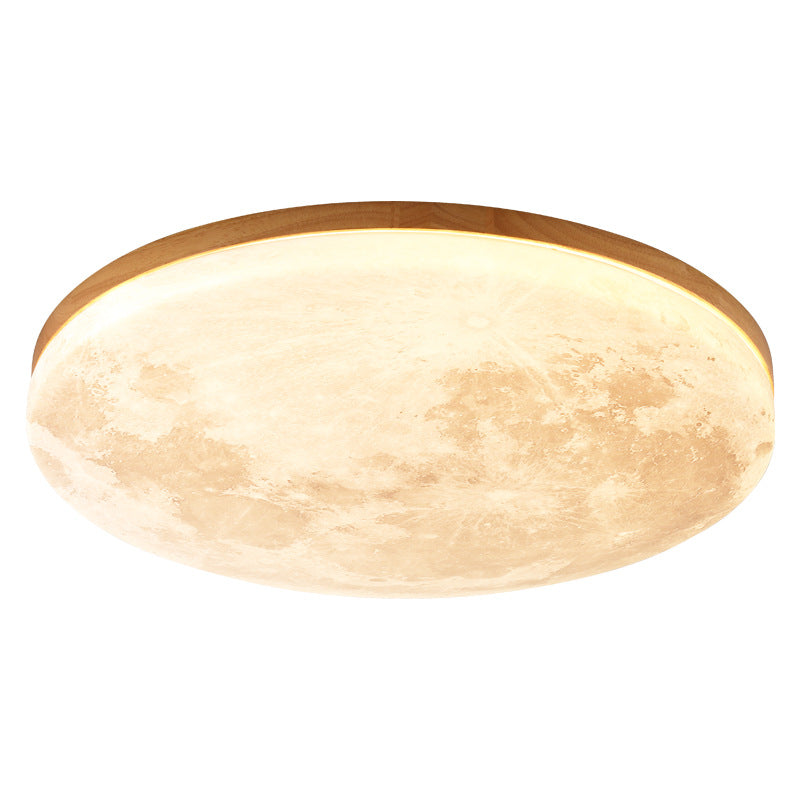 Round Nordic Wood & PVC LED Flush Mount Ceiling Light