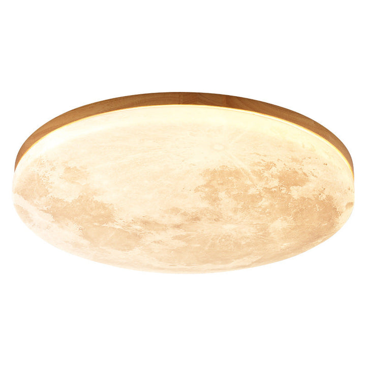 Round Nordic Wood & PVC LED Flush Mount Ceiling Light