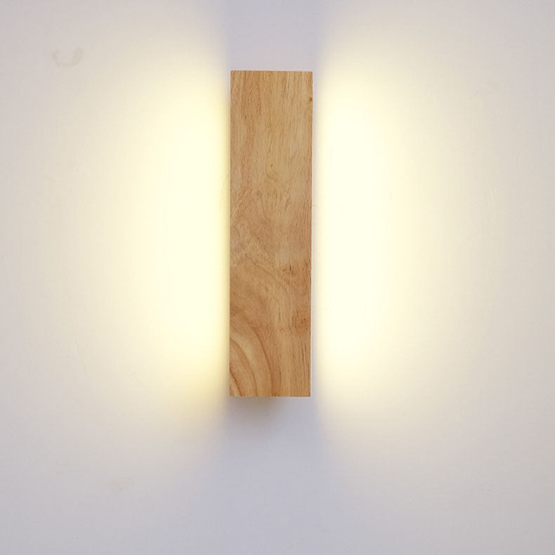 Rectangular Japanese Wood LED Wall Sconce