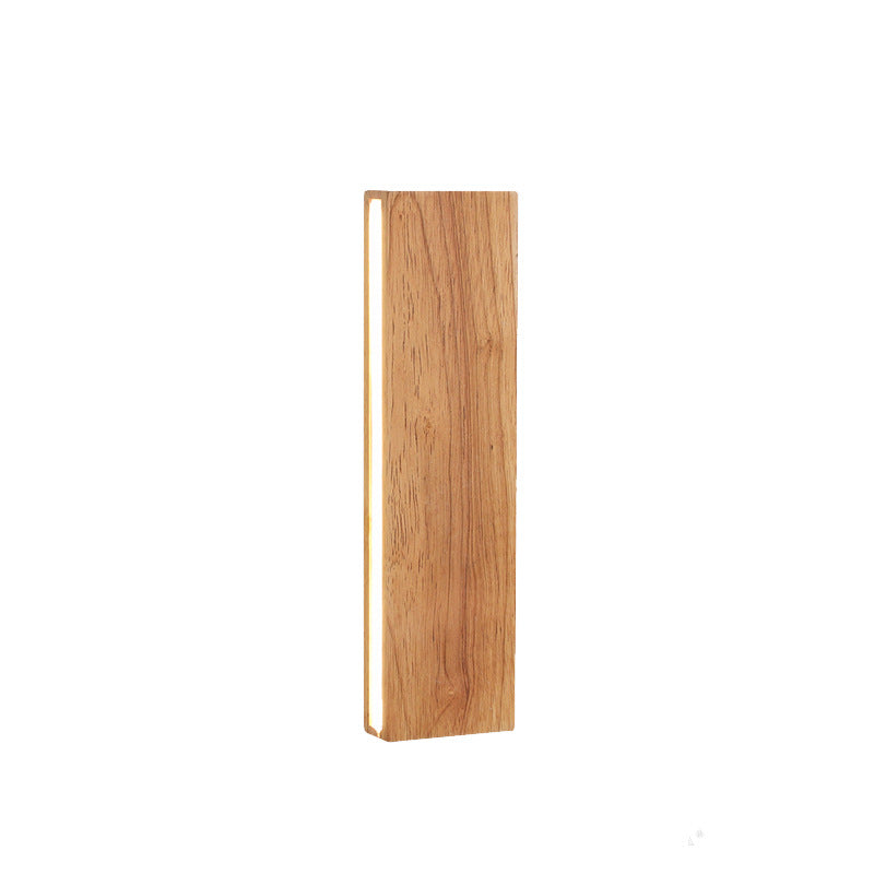 Rectangular Japanese Wood LED Wall Sconce