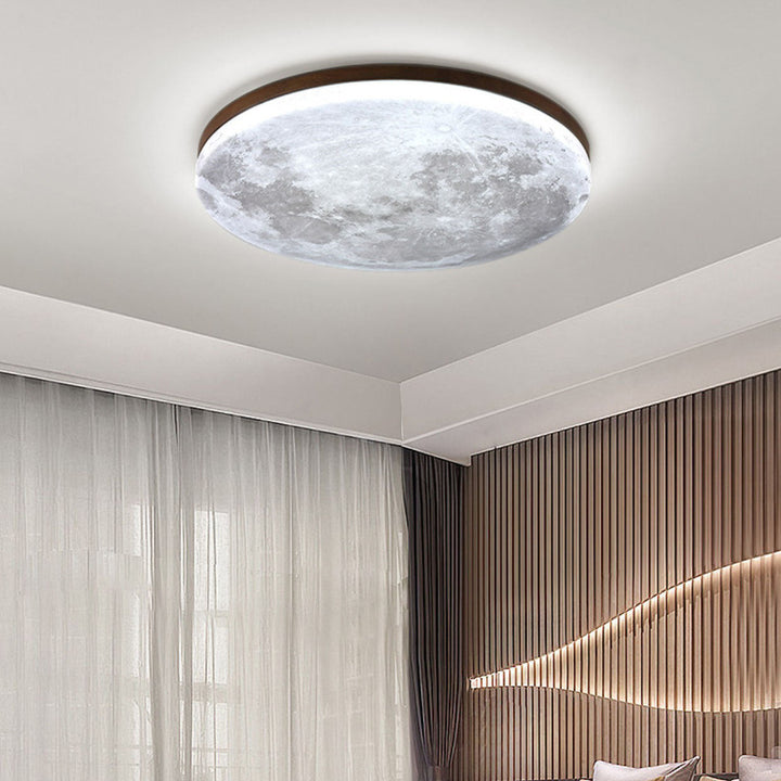 Round Nordic Wood & PVC LED Flush Mount Ceiling Light