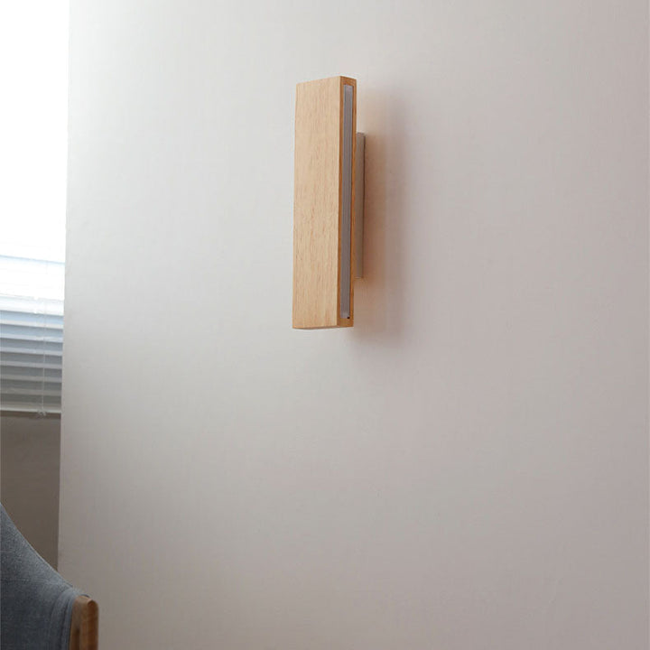 Rectangular Japanese Wood LED Wall Sconce