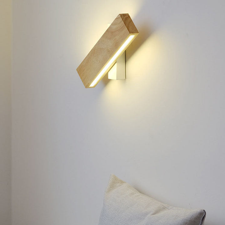Rectangular Japanese Wood LED Wall Sconce