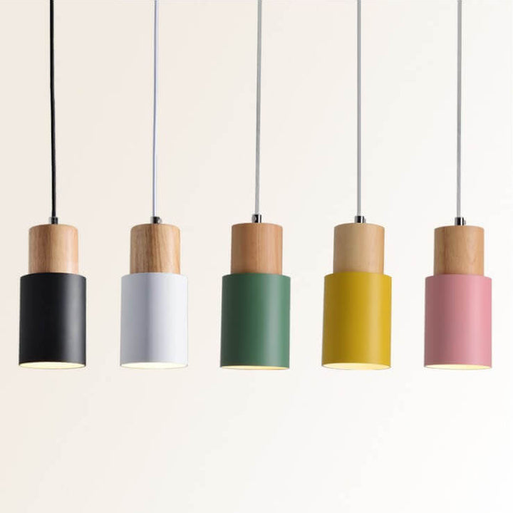 Cylinder 1-Light Nordic Wood LED Pendant Light