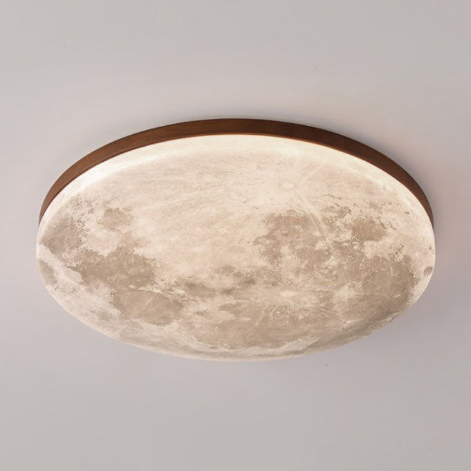 Round Nordic Wood & PVC LED Flush Mount Ceiling Light