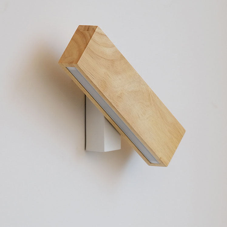 Rectangular Japanese Wood LED Wall Sconce