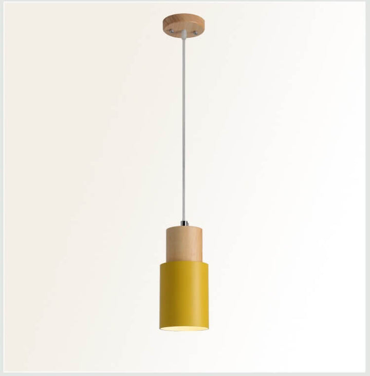 Cylinder 1-Light Nordic Wood LED Pendant Light