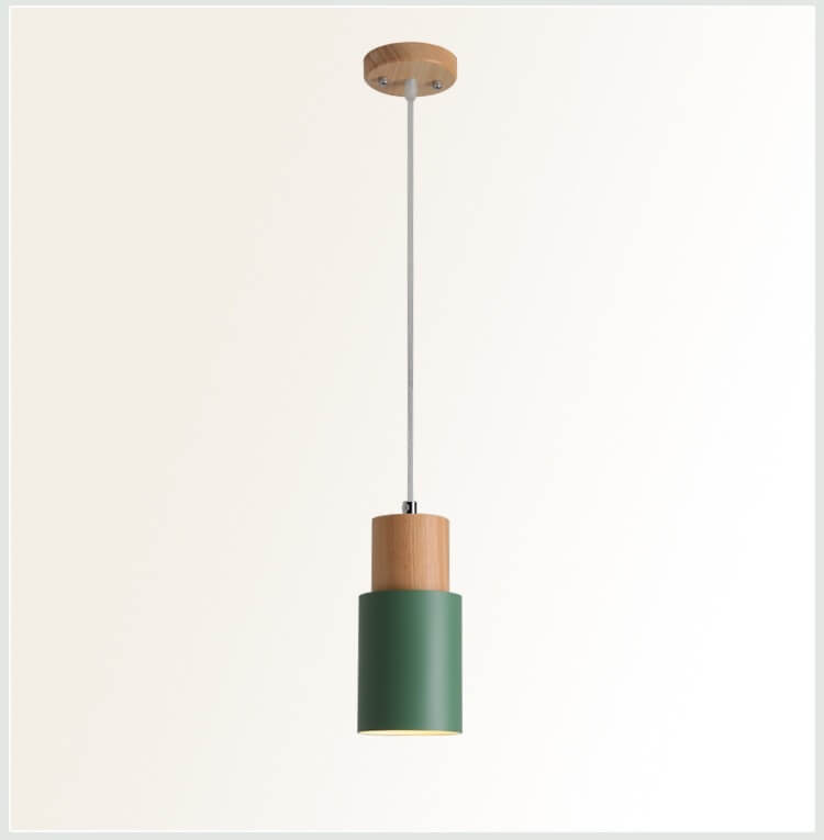 Cylinder 1-Light Nordic Wood LED Pendant Light