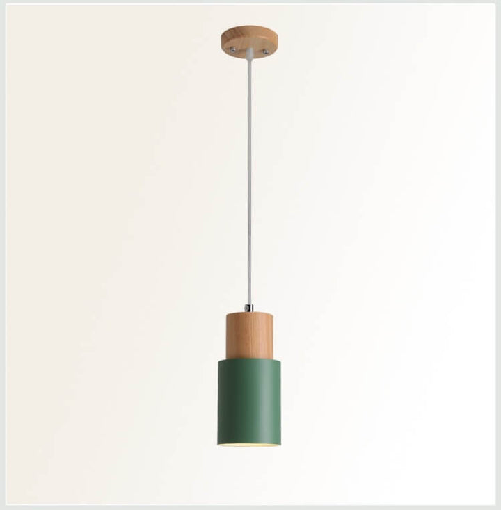 Cylinder 1-Light Nordic Wood LED Pendant Light
