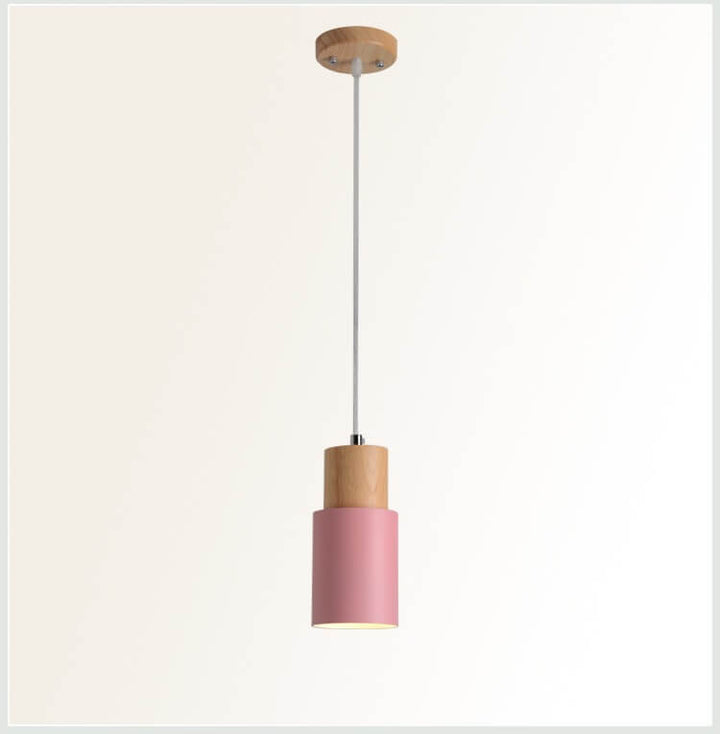 Cylinder 1-Light Nordic Wood LED Pendant Light