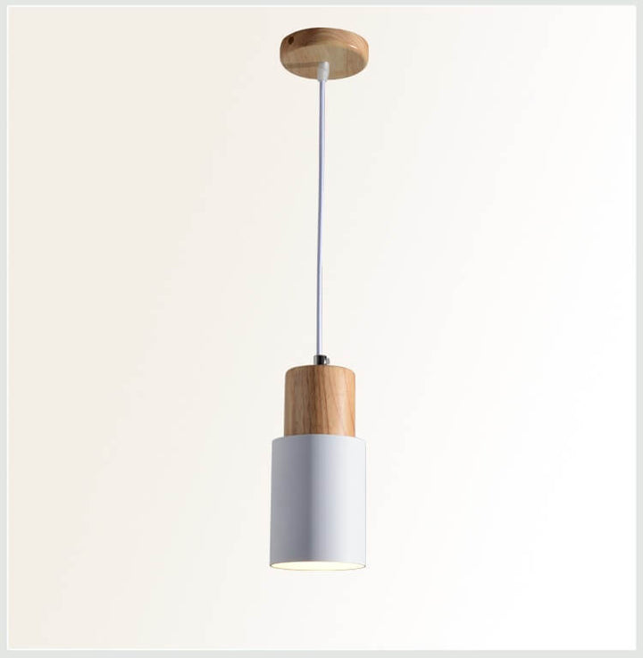Cylinder 1-Light Nordic Wood LED Pendant Light