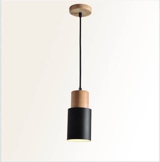 Cylinder 1-Light Nordic Wood LED Pendant Light