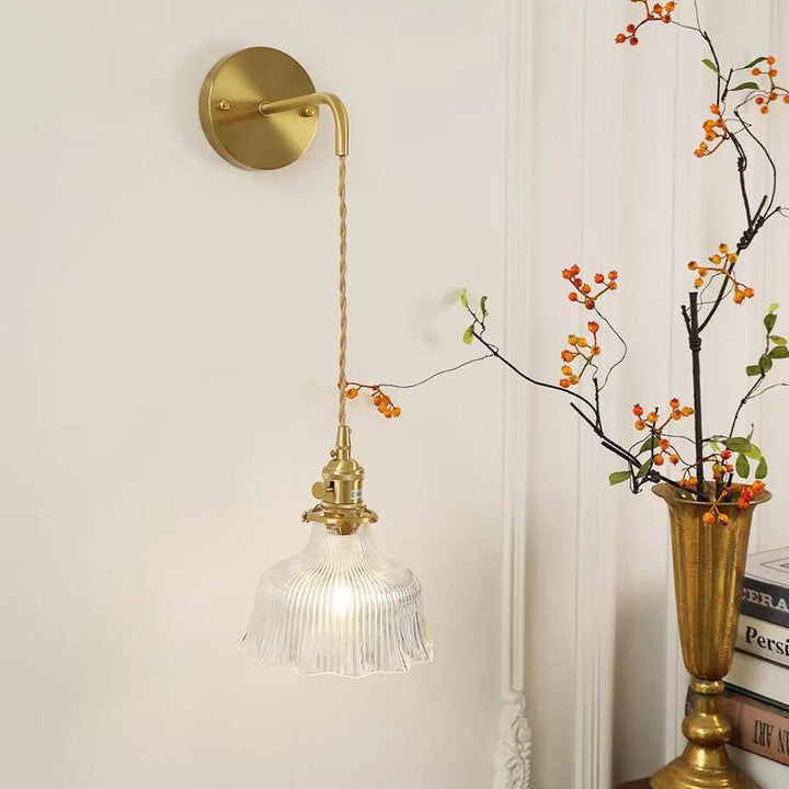 Nordic Flower Brass & Green Glass Wall Light