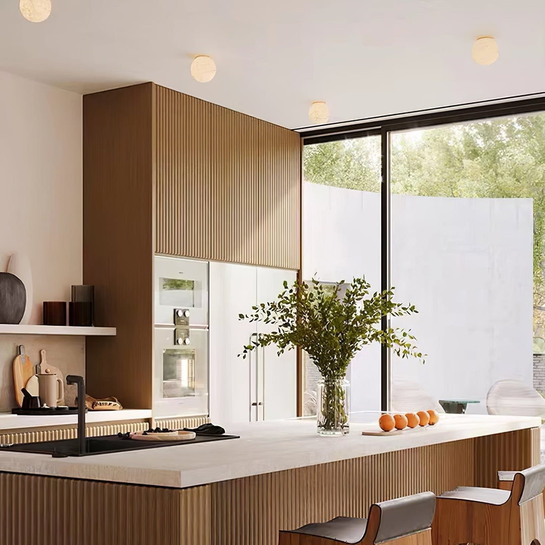 Japandi Marble LED Orb Wall Sconce