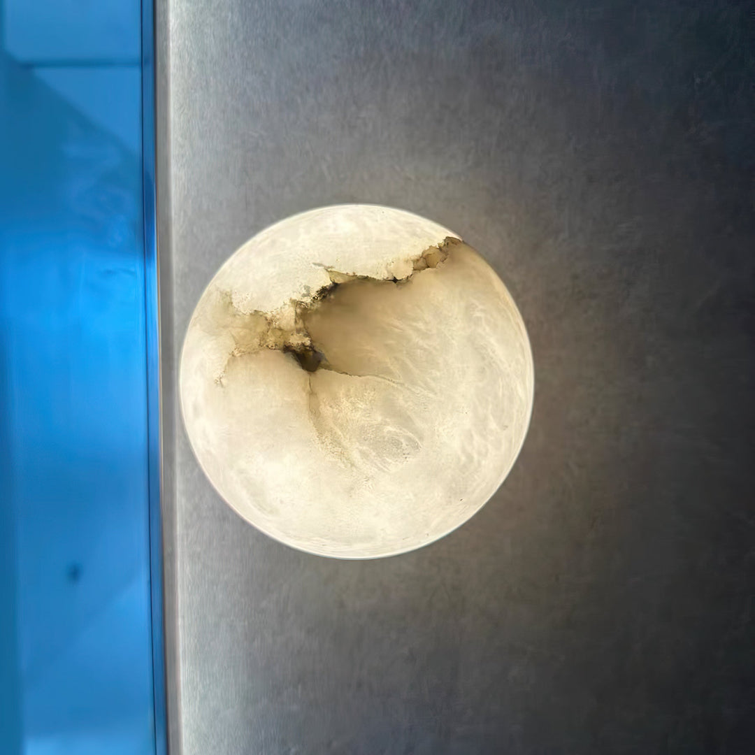 Japandi Marble LED Orb Wall Sconce