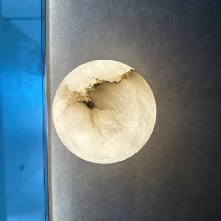 Japandi Marble LED Orb Wall Sconce