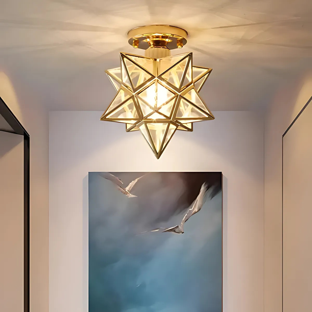 Modern 1-Light LED Glass Star Ceiling Light