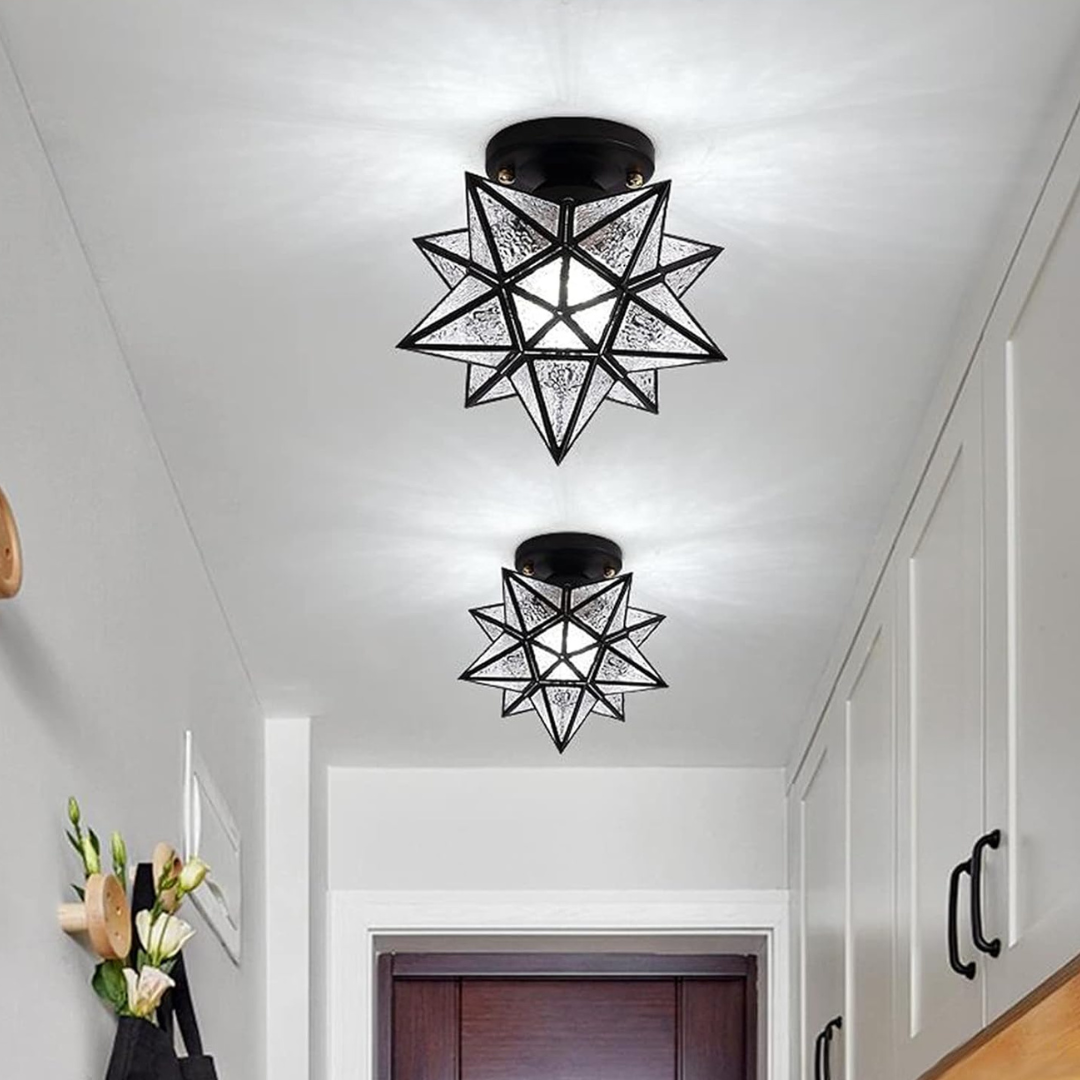 Modern 1-Light LED Glass Star Ceiling Light