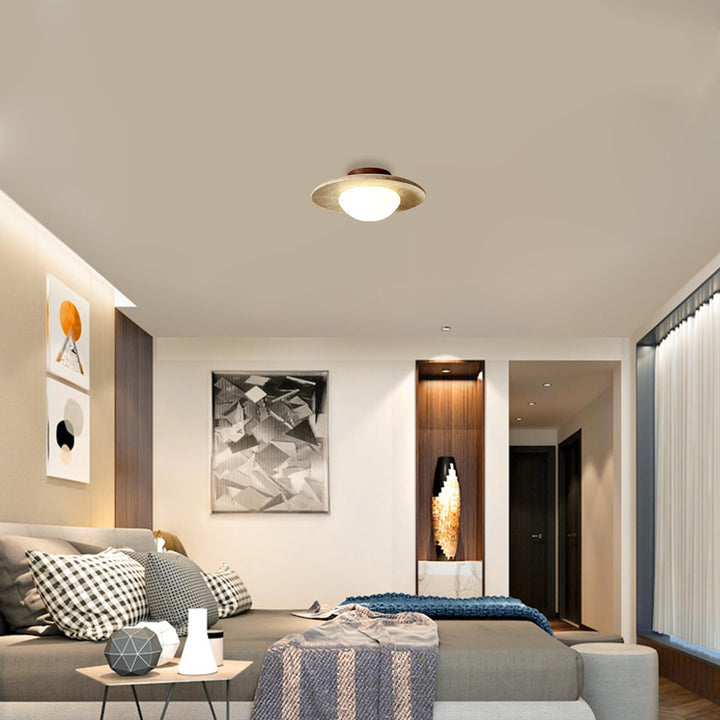 Round Nordic Minimalist Travertine 1-Light LED Ceiling Light