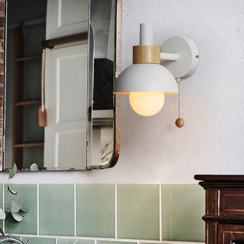 Nordic Wood & Metal Globe 1-light LED Wall Sconce