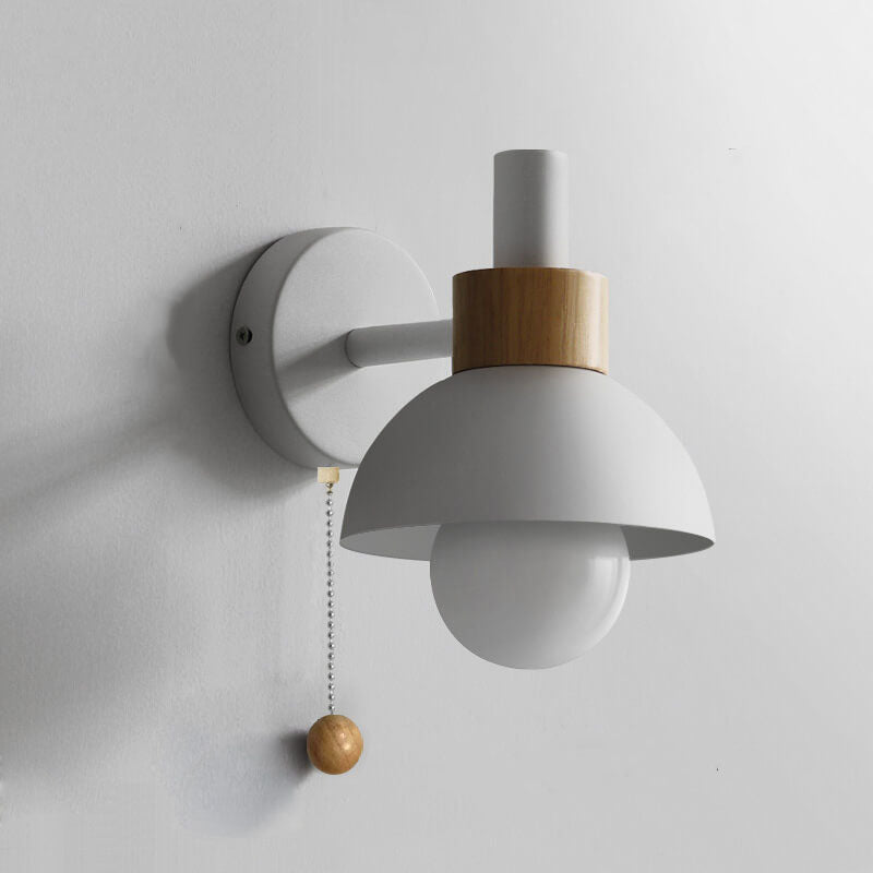 Nordic Wood & Metal Globe 1-light LED Wall Sconce