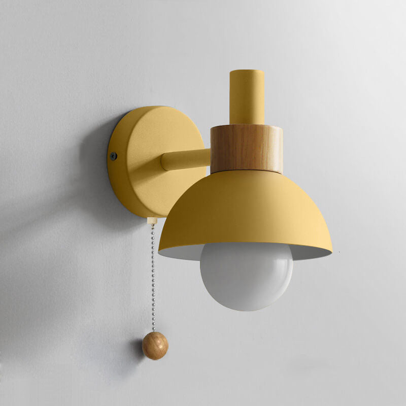 Nordic Wood & Metal Globe 1-light LED Wall Sconce