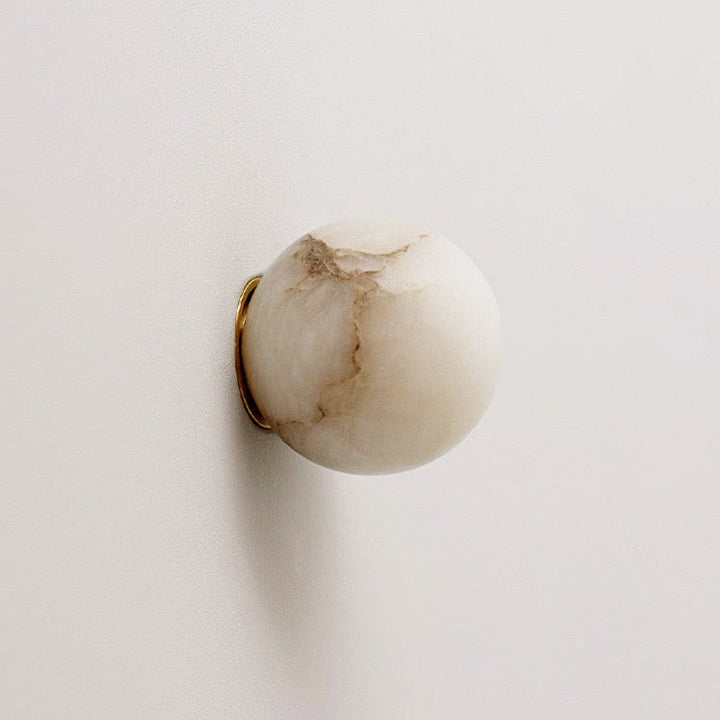 Japandi Marble LED Orb Wall Sconce
