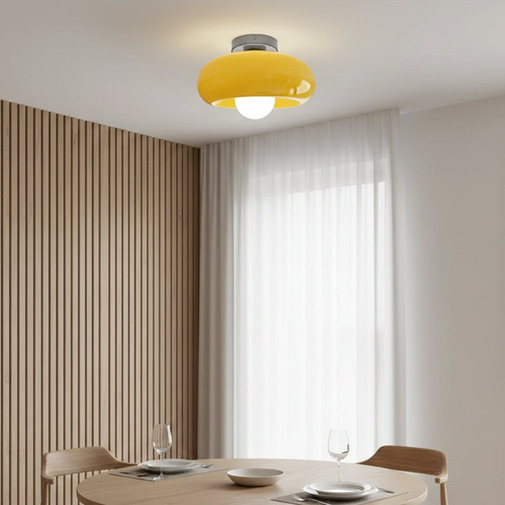 Vintage Classic Mid Century Glass Shade Ceiling Light