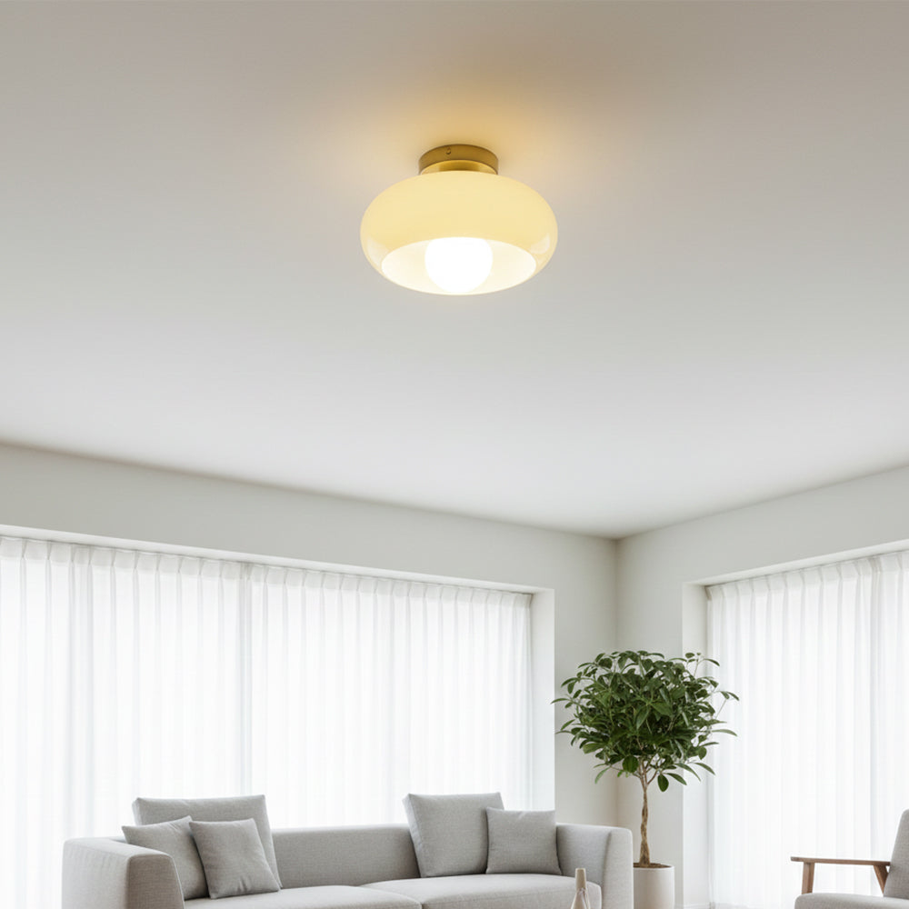 Vintage Classic Mid Century Glass Shade Ceiling Light