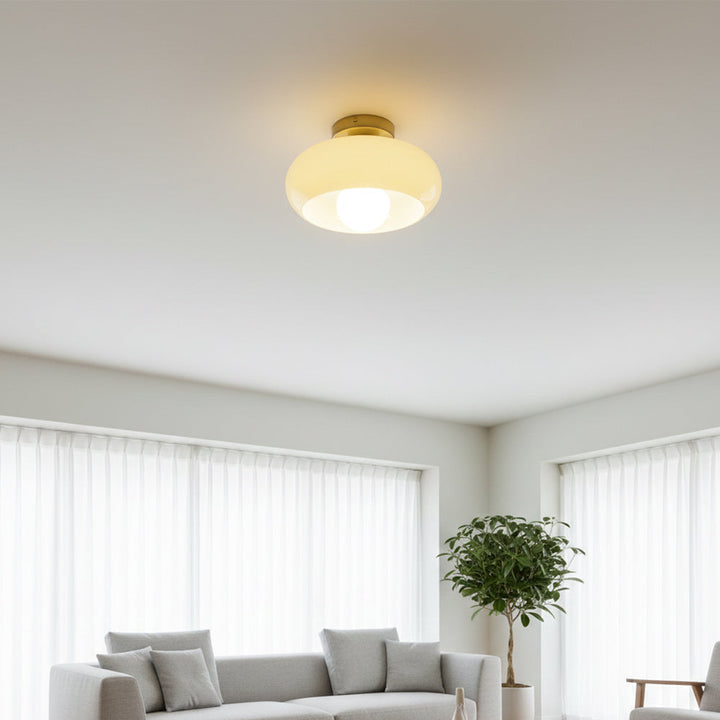 Vintage Classic Mid Century Glass Shade Ceiling Light