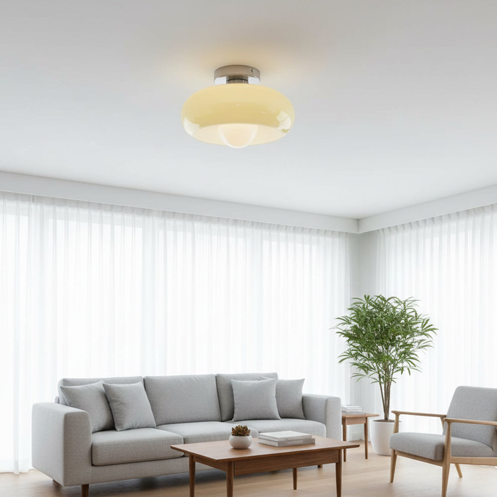 Vintage Classic Mid Century Glass Shade Ceiling Light