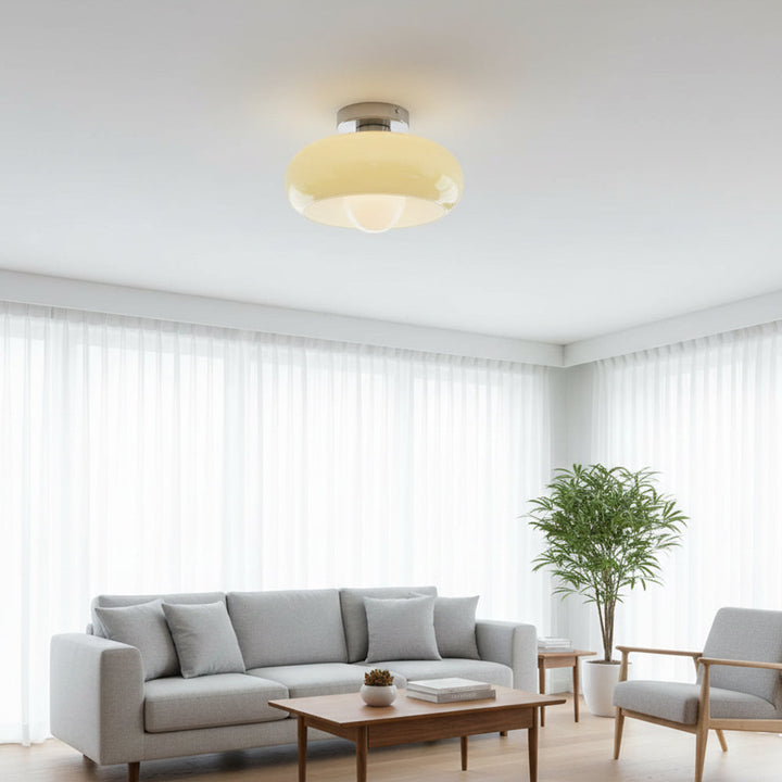 Vintage Classic Mid Century Glass Shade Ceiling Light