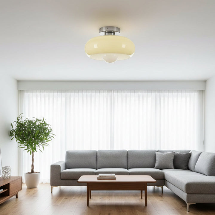 Vintage Classic Mid Century Glass Shade Ceiling Light