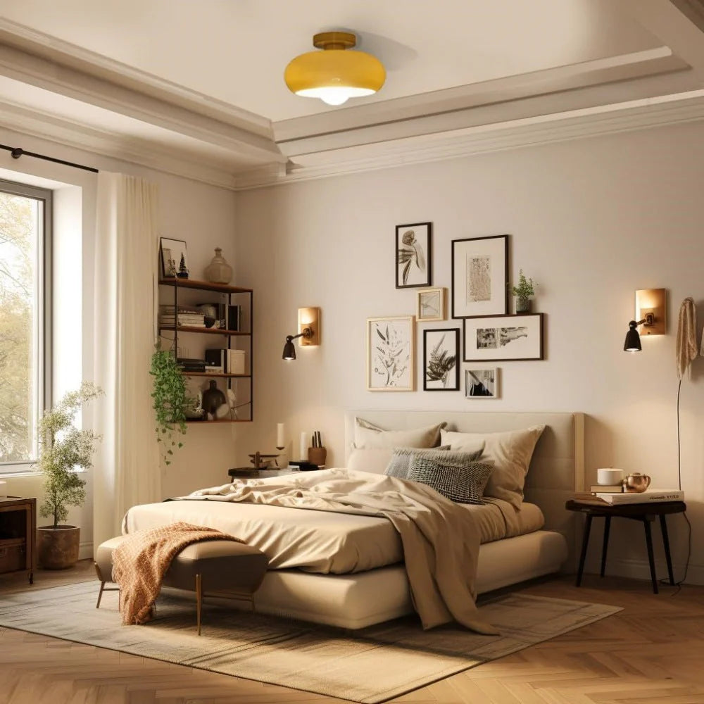 Vintage Classic Mid Century Glass Shade Ceiling Light