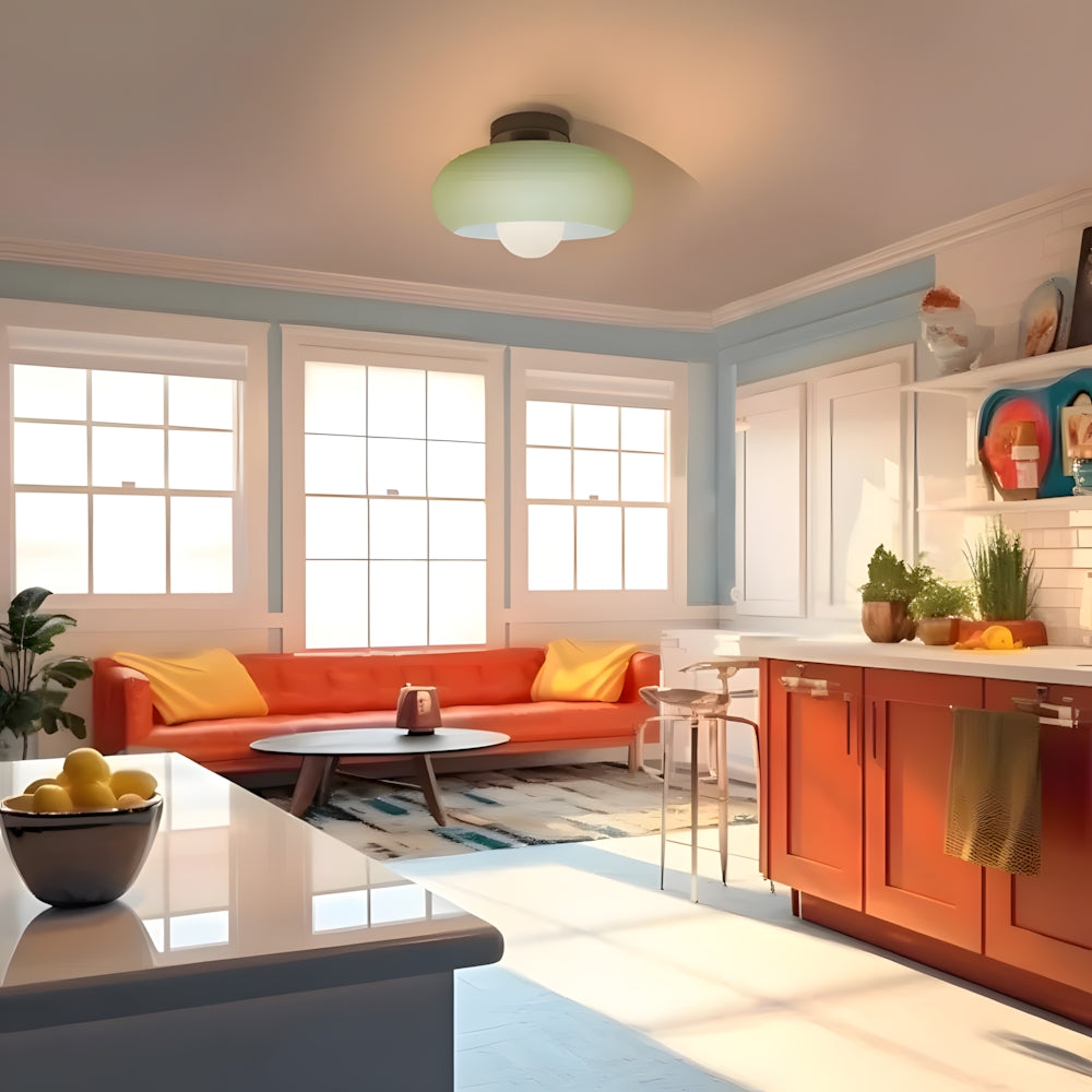 Vintage Classic Mid Century Glass Shade Ceiling Light