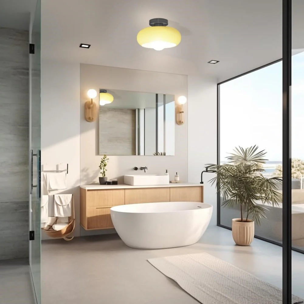 Vintage Classic Mid Century Glass Shade Ceiling Light