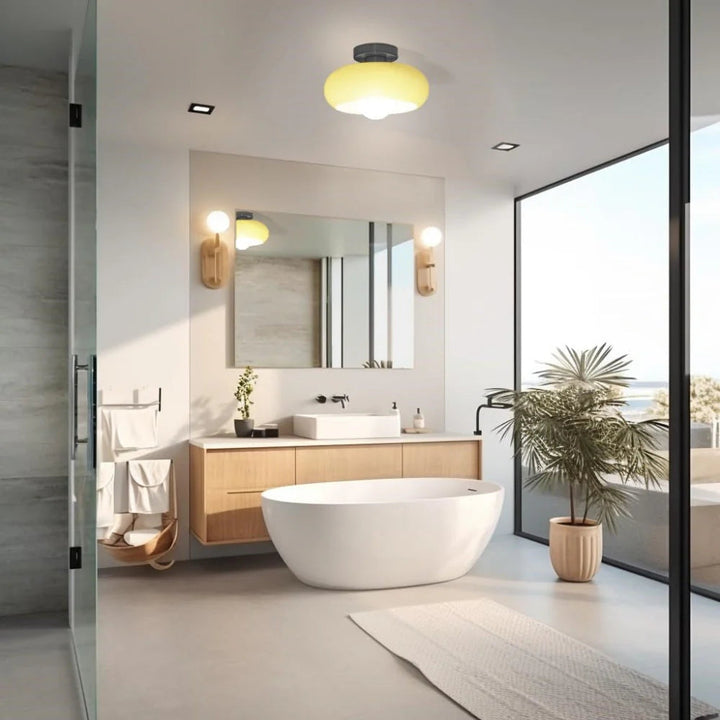 Vintage Classic Mid Century Glass Shade Ceiling Light