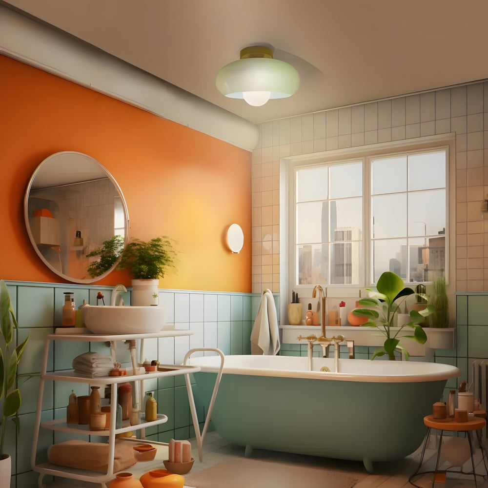 Vintage Classic Mid Century Glass Shade Ceiling Light