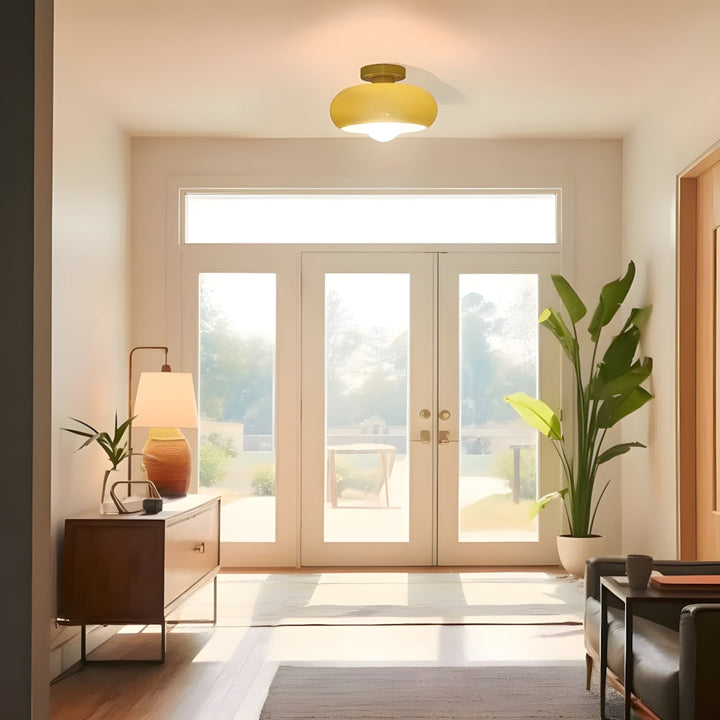 Vintage Classic Mid Century Glass Shade Ceiling Light