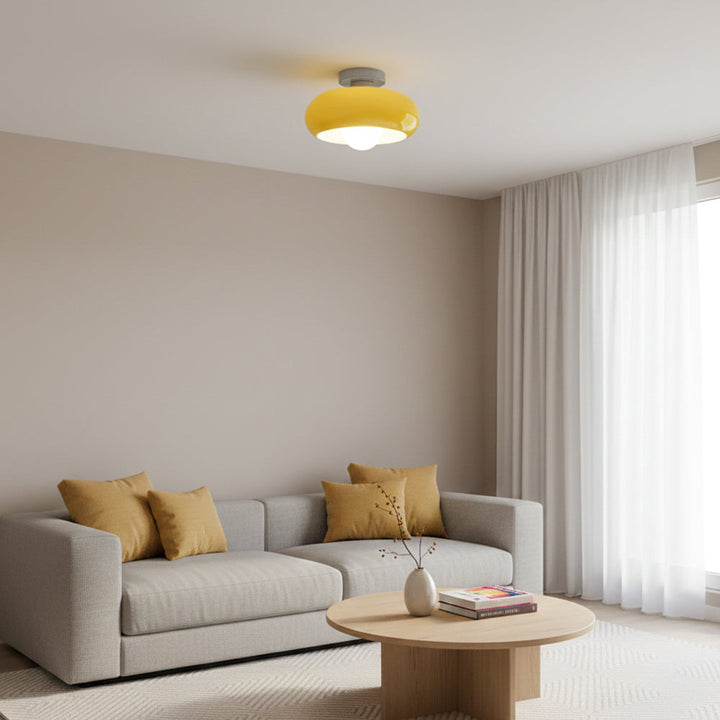 Vintage Classic Mid Century Glass Shade Ceiling Light