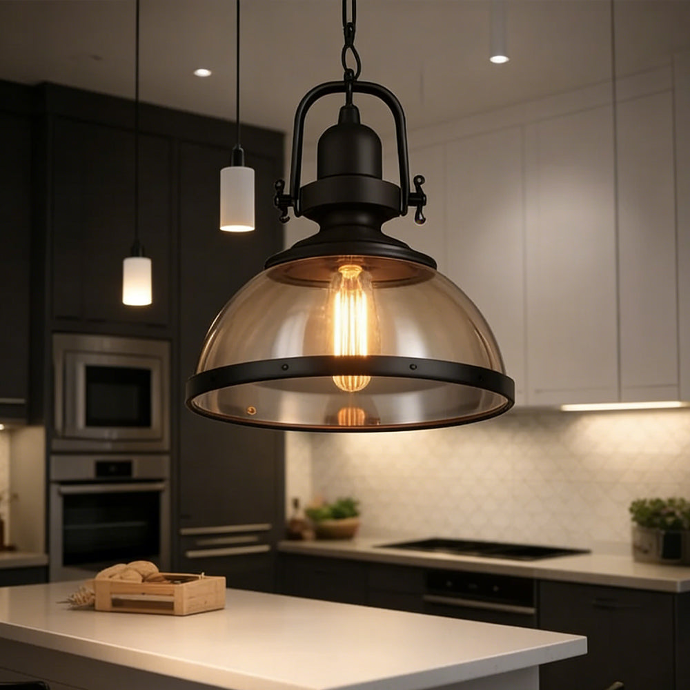 Industrial Retro Glass Iron Mid-Century Pendant Lights