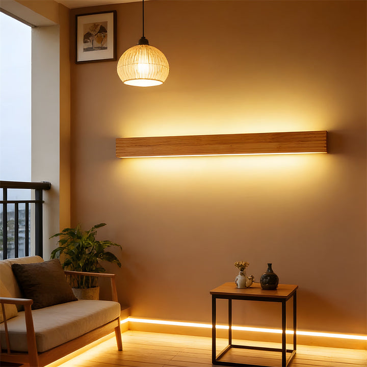 Simple Nordic Wood LED Bedside  Wall Light